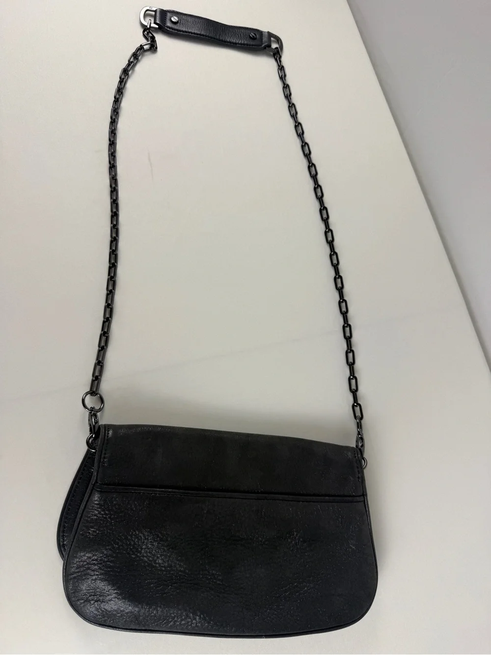 Tory Burch Black Leather Chain Strap Crossbody with Logo Medallion
